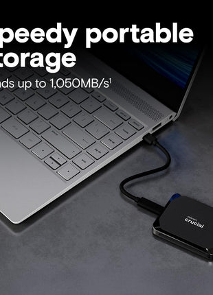 Crucial X9 2TB Portable SSD, Up to 1050MB/s, USB 3.2 USB-C, External Solid State Drive, Compatible with Windows, Mac, & Android, Reliable Storage for Games, Files, & Backups, Black - CT2000X9SSD902