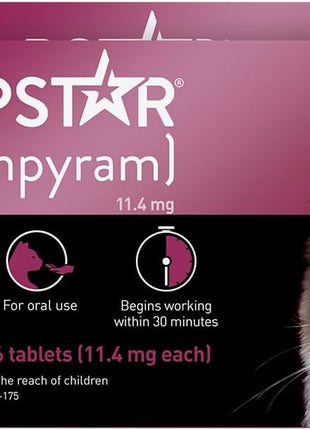 Capstar (nitenpyram) Cat Flea Treatment, Fast-Acting Oral Flea Treatment for Cats 2-25 lbs, Vet-Recommended Medication Tablets Start Killing in 30 Minutes, 6 Doses