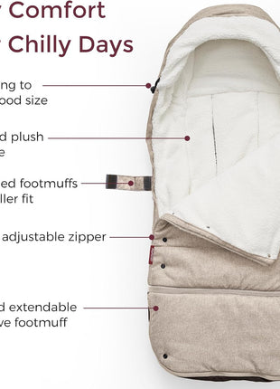 Momcozy Stroller Footmuff Universal | Easily Attaches to Most Strollers | Ultra-Plush,Weather-Proof Stroller Sleeping Bag | Deluxe Warm Stroller Bunting Bag | Extendable Cover Winter | Adjust-Buckle