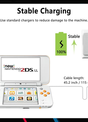 3DS Charger, DTOL 3DS Charger Compatible with Nintendo 3DS/ DSi/DSi XL/ 2DS/ 2DS XL/New 3DS 100-240V Wall Plug Adapter 2 Pack