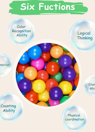 Hovenlay Ball Pit Balls Phthalate Free BPA Free Crush Proof Plastic - 7 Bright Colors in Reusable Play Toys for Kids with Storage Bag | Phthalate Free, BPA Free, Crush Proof Play Toys, Reusable Storage Bag