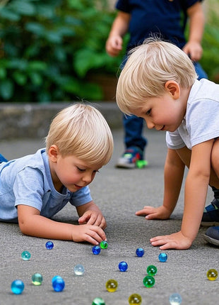POPLAY 50 PCS Marbles Bulk with Whistle, 0.56 Inch Glass Marbles for Kids | Canicas for Kids, Marble Games Accessories, DIY, Home Decor, Vase Fillers