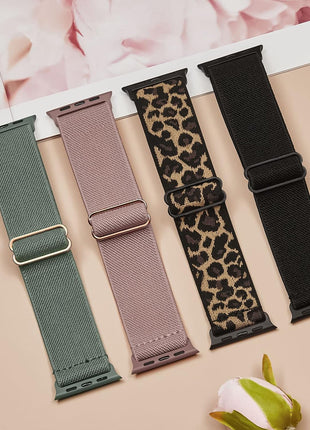Stretchy Nylon Solo Loop Bands Compatible with Apple Watch 38mm 40mm 41mm 42mm 44mm 45mm 49mm, Sport Elastic Wristbands Women Men Straps for iWatch Series 9/8/7/6/5/4/3/2/1/SE/Ultra/Ultra 2, 4 Pack