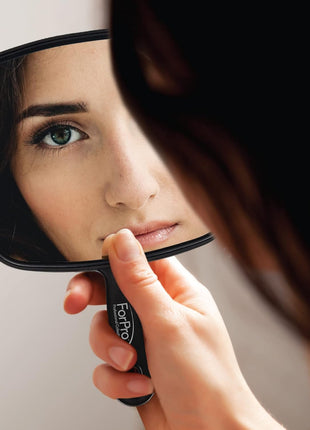 ForPro Extra Large Hand Mirror with Handle, 9Wx12L in, Black | Extra Large Multi-Purpose Handheld Mirror with Distortion-Free Reflection