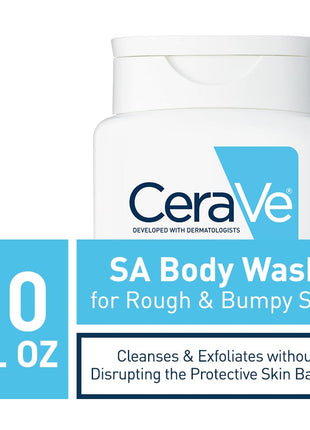 CeraVe Body Wash with Salicylic Acid, Fragrance Free Body Wash to Exfoliate Rough and Bumpy Skin, Allergy Tested, 10 Ounce
