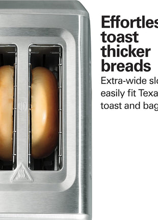 Hamilton Beach 2 Slice Toaster with Extra Wide Slots, Bagel Setting, Toast Boost, Slide Out Crumb Tray, Auto Shutoff & Cancel Button, Defrost Function, Stainless Steel (22794)