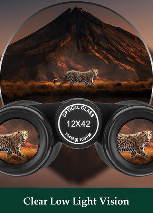12x42 High Powered Binoculars for Adults, Phone Adapter and Tripod | BAK4 Prism, FMC Optics, Waterproof, 367ft Wide View, 18.5mm Eyepieces for Bird Watching Cruise Travel Wildlife Viewing Sports