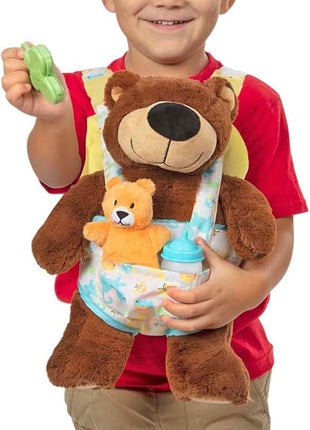 Melissa & Doug Mine to Love Carrier Play Set for Baby Dolls with Toy Bear, Bottle, Rattle, Activity Card