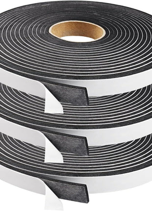 Seal Foam Tape,1/2 Inch W x 1/8 Inch T Weather Stripping for Door and Window,High Density Single Sided Closed Cell Door Insulation Weather Strip, 3 Rolls Total 50FT Black