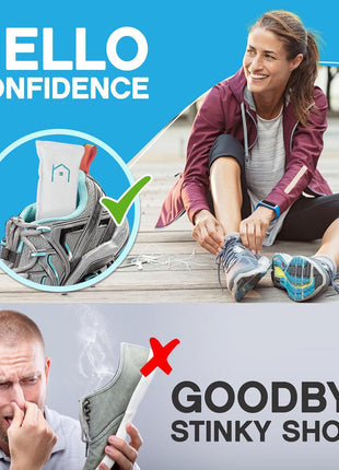 NonScents Shoe Deodorizer 2-Pack (4 Count) - Odor Eliminator, Air Freshener, Smell Absorber, Scent Remover for Shoes, Gym Bags, Soccer Cleats, Closets, Pet Area, Reusable - Shoe Deodorant