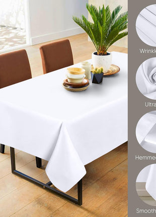 Utopia Kitchen Rectangle Table Cloth 2 Pack [60x102 Inches, White] | Tablecloth Machine Washable, Polyester Table Cover for Dining, Buffet Parties, Picnics, Events, Weddings and Restaurants