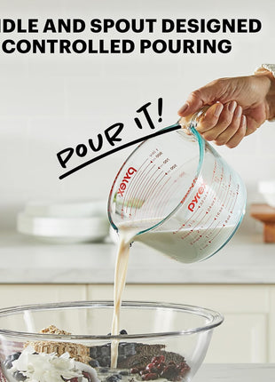 Pyrex Essentials (2-Pack) Glass Measuring Cups Set (1 & 2 Cup) | For prepping, baking and cooking, preheated oven, dishwasher, freezer, and microwave safe