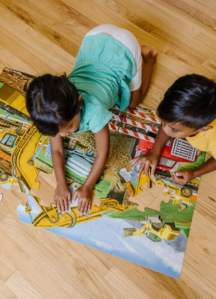 Melissa & Doug Building Site Floor Puzzle, 48 pc Jumbo Jigsaw Puzzle, Educational Screen Free Activity for Toddler, Preschoolers and Kids Ages 3+ (2 x 3 Feet) - FSC Certified