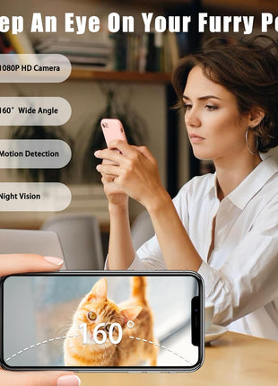 Automatic Cat Feeders, Podazz 1080P HD Camera Timed Auto Cat Dog Feeder with Smart App, 5G WiFi Dry Food Dispenser 2-Way Audio, Voice Recorder, Night Vision, Non-Stick Food Bowl (White)