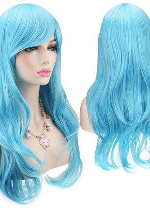 Akstore 28 inch Fashion Wigs Long Wavy Curly Hair Cosplay Wig (Purple)