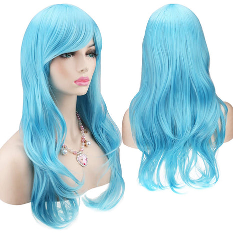 Akstore 28 inch Fashion Wigs Long Wavy Curly Hair Cosplay Wig (Purple)