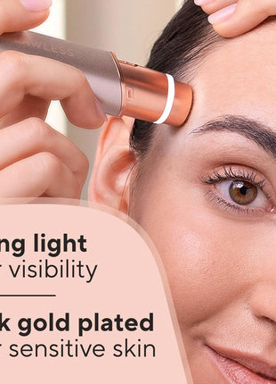 Finishing Touch Flawless Facial Hair Remover for Women, Rose Gold Electric Face Razor with LED Light, Recyclable Packaging