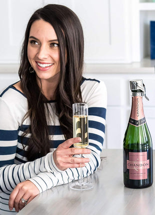Champagne Stoppers - WAF Patented Seal - Made in Italy | Fits 750ml Bottles, No Pressure Pump Needed, Keeps Bubbles Fresh 3-5 Days, BPA Free, Easy-Lock Stainless Steel Clip