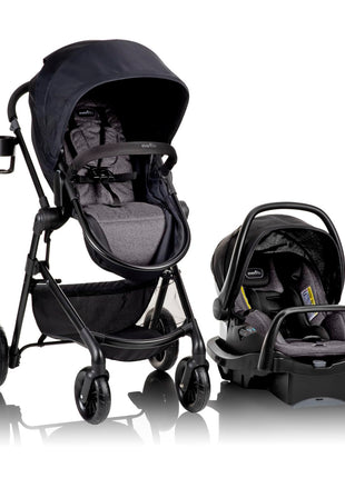 Evenflo Pivot Modular Travel System w/LiteMax Preemie and Infant Car Seat | 6 Modes of Use, Rear-Facing Mode for Infants 3-30 lbs, Stroller use up to 50 lbs (Casual Gray)