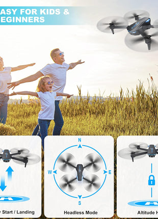 Drone with 1080P Camera for Beginners and Adults, Foldable Remote Control Quadcopter with Voice Control, Gestures Selfie, Altitude Hold, One Key Start, 3D Flips, 2 Batteries, Toy for Beginners
