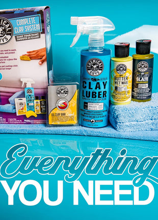 Chemical Guys Clay Bar Kit - Complete System - Clay Bar and Luber Combo with Accessories for Smooth Paint Finish - Removes Embedded Dirt, Overspray, and Fallout - 6 Item Kit