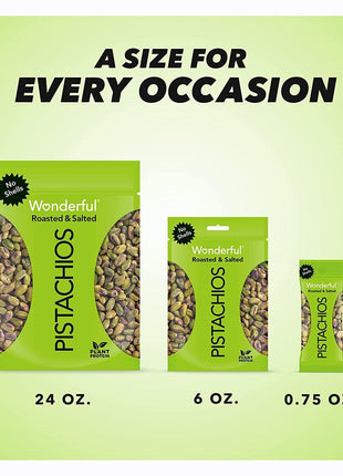 Wonderful Pistachios No Shells, Roasted & Salted Nuts, 24 Ounce Resealable Bag, Protein Snacks, Gluten Free, Healthy Snack