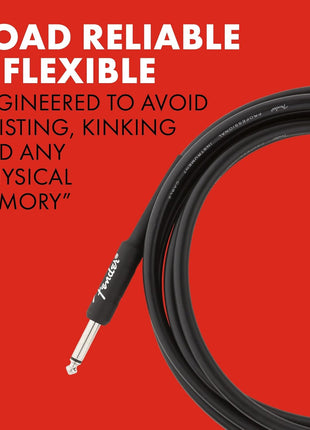 Fender Professional Series Instrument Cable, Guitar Cable 10 ft, Guitar Accessories, Stage Ready with Anti-Kinking Design, Black