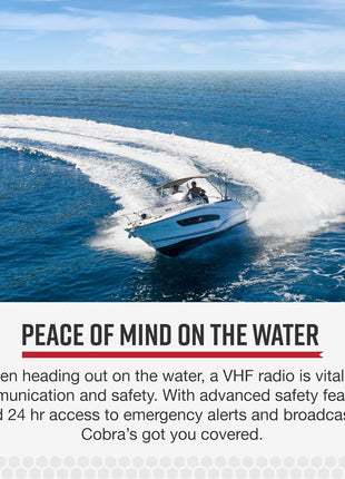 Cobra MR HH350 FLT Handheld Floating VHF Marine Radio - 6 Watt, Submersible, Noise Cancelling Mic, Backlit LCD Display, NOAA Weather, and Memory Scan, Grey