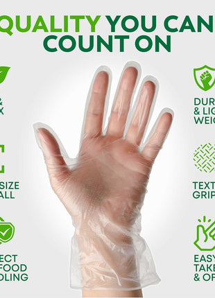Keppi 600 Pack Disposable Food Prep Gloves – Clear Polyethylene, Latex- BPA & Powder-Free – Bulk Kitchen Gloves for Cooking, Catering, BBQ, Baking, Restaurant Food Handling