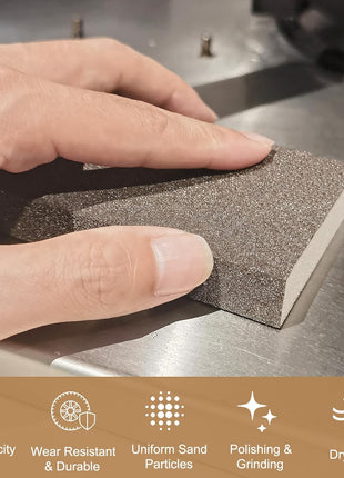 Tonmp 6 Pack 220 Grit Superfine Sanding Sponge, Washable and Reusable Great for Pot Brush Pan Brush Sponge Brush Glasses Sanding Wood Sanding Metal Sanding (220 Grit-6 Pack)