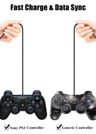 2 Pack 10ft PS3 Controller Charger Cable - Fast Mini USB Data Charging Cord for PS Move PlayStation 3 Wireless Controller, TI84 Plus CE, Digital Camera