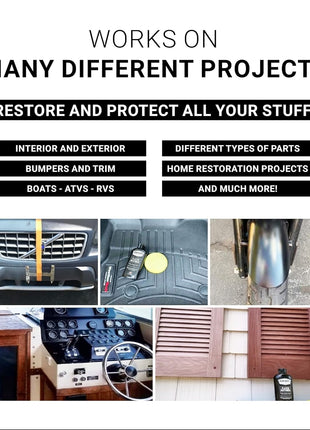 CAR GUYS Plastic Restorer | Bring Plastic, Rubber, and Vinyl Back to Life! | User Friendly Trim Restorer | Safe Auto Detailing Supplies | 8 Oz Kit with Foam Applicator