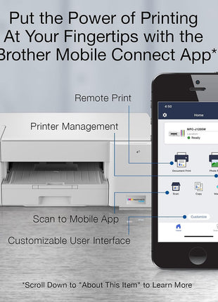 Brother MFC-J1205W INKvestment -Tank Wireless Multi-Function Color Inkjet Printer with Up to 1-Year in Box, Works with Alexa