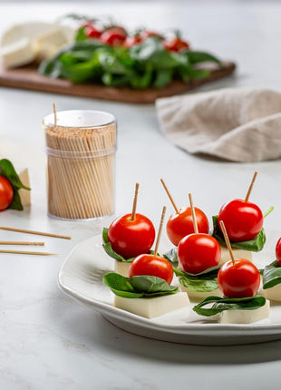 GUSTO [1500 Count] Bamboo Wooden Toothpicks Wood Round Single Point   (Formerly Comfy Package)