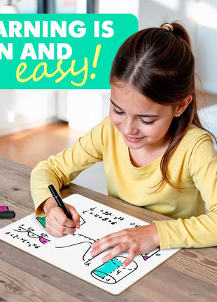 Scribbledo Small Dry Erase Board with Lines for Kids, 9x12 Double Sided | Ruled Whiteboard for Handwriting Practice, Classroom and Homeschool Supply, Portable, Easy to Clean, Robust