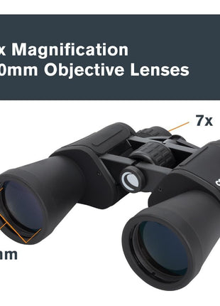 Celestron Cometron 7x50mm Astronomy Binoculars | Wide-Field Astronomy Binocular, Porro Prism, Multi-Coated Optics, Comfortable Handheld, Tripod Adaptable, Carrying Case