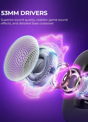havit H2002d Gaming Headsets for PS4,PC, 53MM Drivers Surround Sound PS5 Headset with Mic Gaming Headphones with Mic Durable Aluminum Frame Valentines Gifts for Men