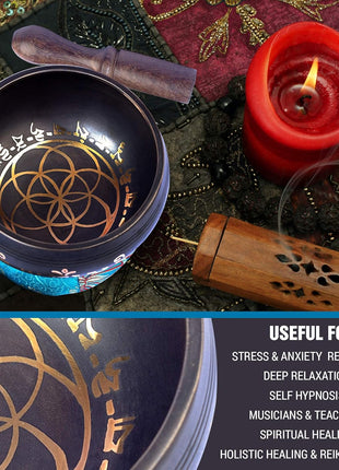 Tibetan Singing Bowl Set Brass - Master Healing Grade - Authentic Handcrafted Sound Bowl by Himalayan Bazaar