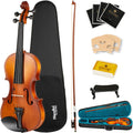 Mendini by Cecilio Violin 4/4 Full Size Kit For Beginners - Hand Carved Acoustic Violins Set - Fiddle Solid Wood Kit with Hard Case, Bow, Rosin, Shoulder Rest, Bridge and Extra Strings