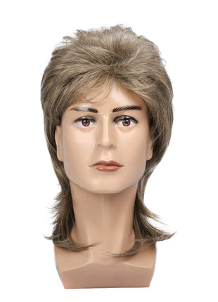 Kaneles Mullet Wigs for Men 80s Costumes Fancy Party Accessory Cosplay Halloween Hair Wig (Blonde)