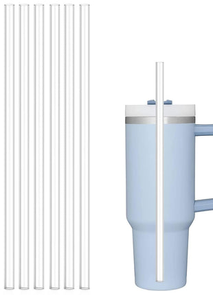 Replacement Straw Compatible with Stanley 40 oz 30 oz Cup Tumbler, 6 Pack Reusable Straw with Cleaning Brush, Plastic, Clear