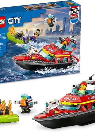 LEGO City Fire Rescue Boat Building Set - Floatable Boat Toy for Boys & Girls, Ages 5+ - Kids Pretend Play Toy for Preschool - Gift for Birthdays - 60373