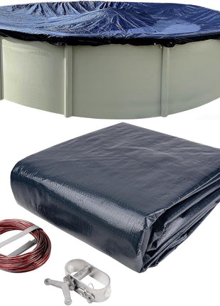 24' ft. Round Pool Winter Cover for Above Ground Pools - 8-Year Warranty, Cold and UV Resistant, Weatherproof and Durable, Winch & Cable Included