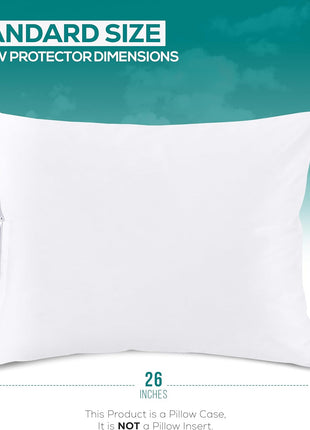 Utopia Bedding Waterproof Pillow Protectors Zippered Standard Size (2 Pack, White), Zippered Pillowcases, Bed Bug Proof Pillow Encasement Covers 20 x 26 Inches