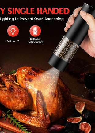 Electric Salt and Pepper Grinder Set Automatic Battery Pepper Mill Shakers Adjustable Coarseness Upgraded Larger Capacity with Led Home and Kitchen Appliances Birthday Gifts for Women Men