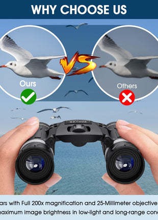 200x25 Compact Binoculars for Adults and Kids, High Powered Mini Pocket Binoculars, Waterproof Small Binocular for Bird Watching, Hunting, Concert, Theater, Opera, Traveling, Sightseeing