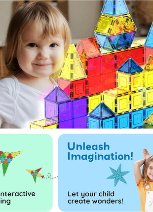 PicassoTiles 100 Piece Set 100Pcs Magnet Building Tiles Clear Magnetic 3D Building Blocks Construction Playboards, Creativity Beyond Imagination, Inspirational, Recreational, Educational Conventional