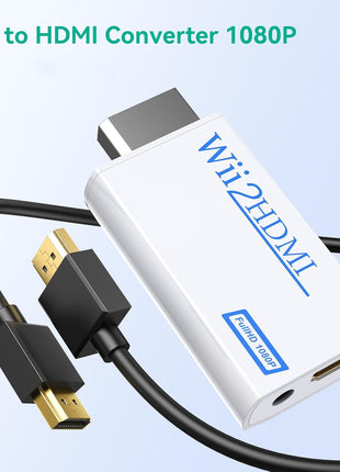 GANA Wii to HDMI Converter, 1080P Wii HDMI Adapter with 3.5mm Audio Jack | Plug and play, supports all Wii display modes, compatible with Wii/Wii U, HDTVs, monitors and projectors.