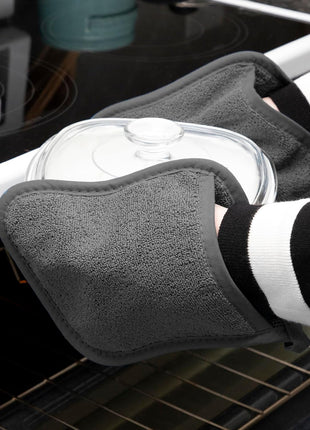 Ritz Terry Pocket Mitt & Hot Pad: Unparalleled Heat Resistant, Durable 100% Cotton ? Ergonomically Designed for Optimal Grip ? Easy Care Machine Washable, Perfect for Your Kitchen ? Graphite, 2 Pk