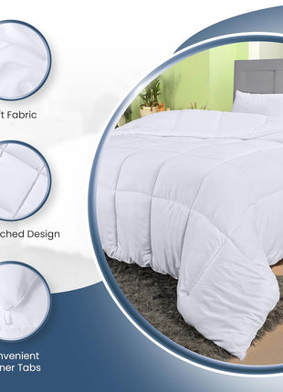 Utopia Bedding Comforters Queen Size, All Season Duvet Insert, Down Alternative Box Stitched Bed Comforter with Corner Tabs, Machine Washable (White)
